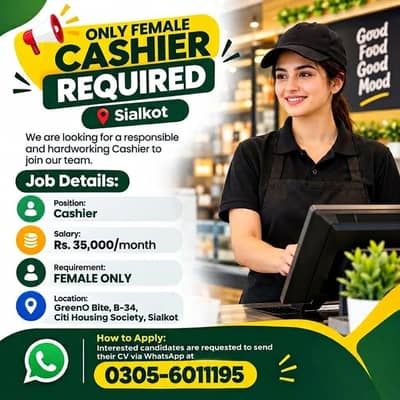 Cashier Required || Cashier Job || Female Only || Restaurant Job