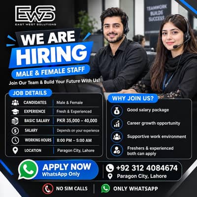 Male & Female Call Center Agents Job | Fresh & Experienced Job