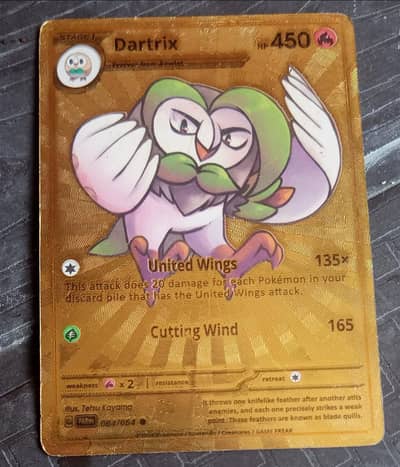 golden pokemon Dartrix  code 450 hp 135× and 165 power stage 1