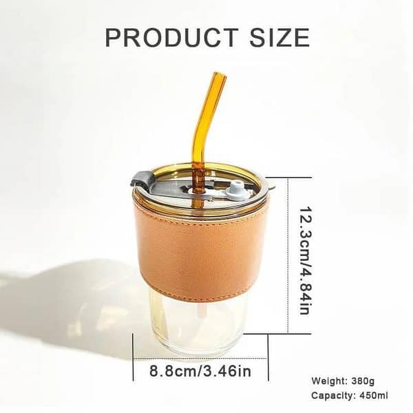 High Quality Juice Cup With Straw Glass Material
