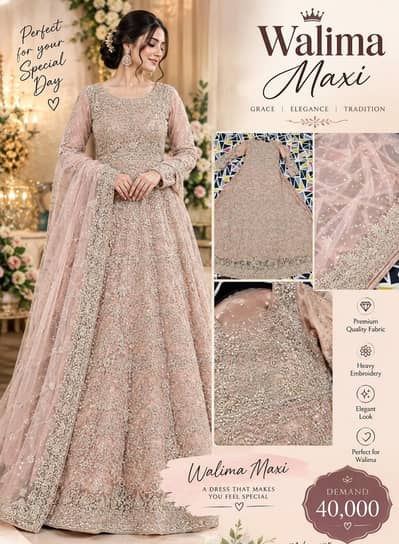 Elegent Walima Maxi/Luxury Embroided Formal Dress/ Premium Bridal wear