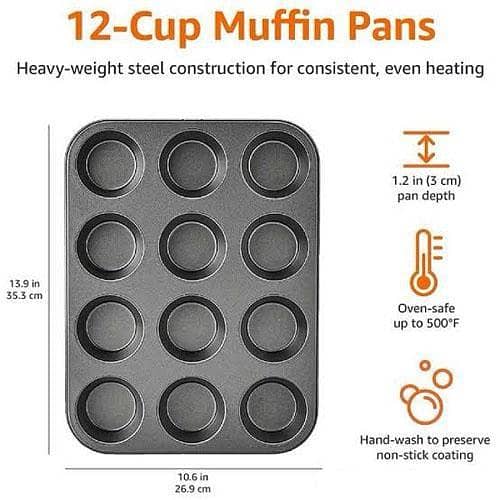 New High Quality 12Cups Non-Stick Muffin Cupcake Baking Tray in pakistan