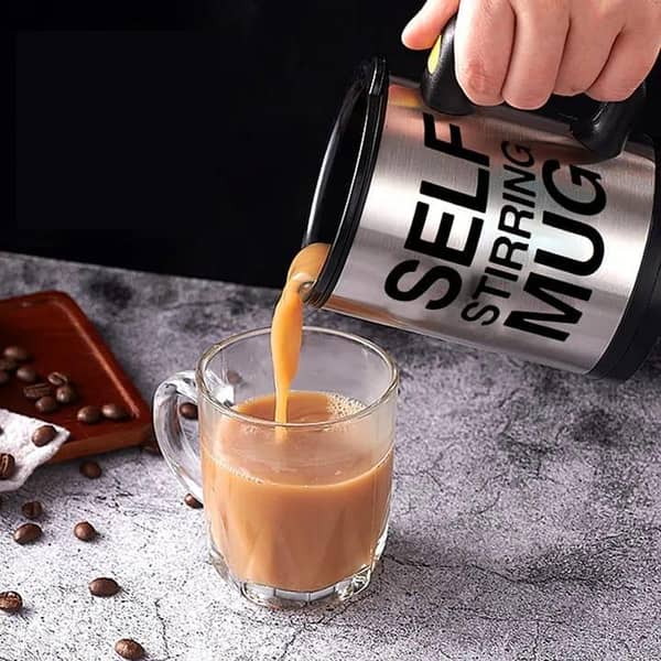 400ml Automatic Self Stirring Mug Coffee Milk Mixing Stainless Steel Thermal Cup  Random Colours