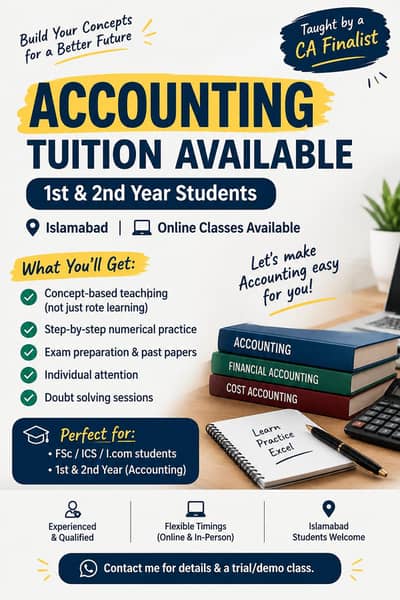 Accounting Tuition for 1st & 2nd Year