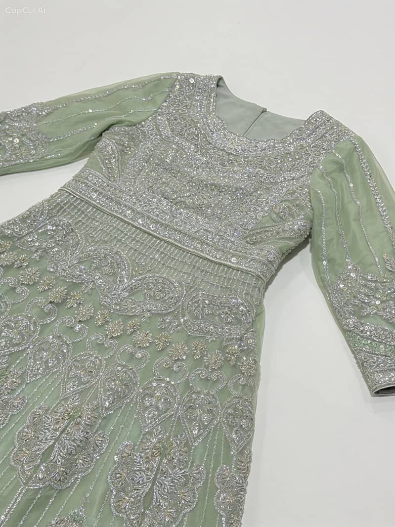 Premium Mint Green Embroidered Party Wear maxi  | Wedding &  Festive 2