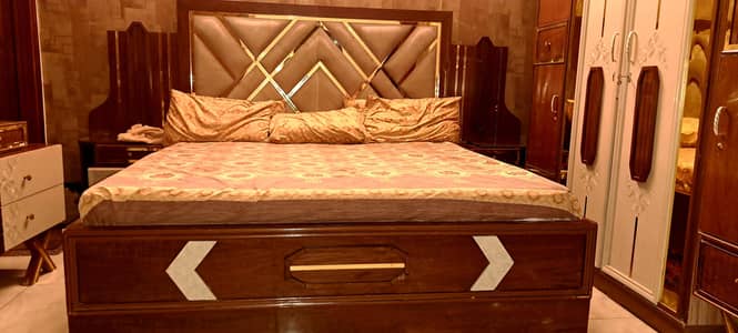 3 piece bed room set akhrot and deco. new 4 door 7fit hight almari