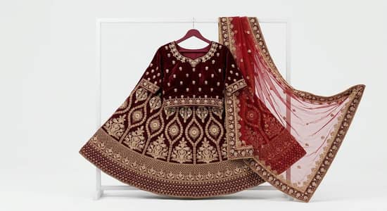 Brand new velvet mehroom wedding dress