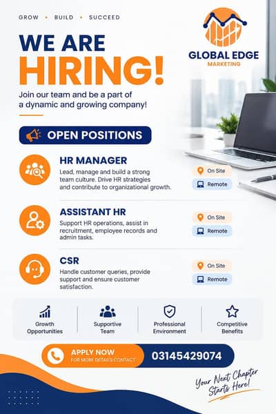 Hiring – HR Manager, Assistant HR & CSR