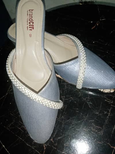 Brandcity silver pearl work mules Size 8. . woman fancy shoes