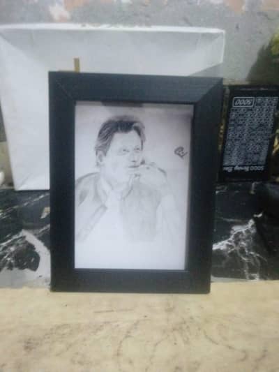 Handmade sketch custom portrait with Premium black Frame - Art piece