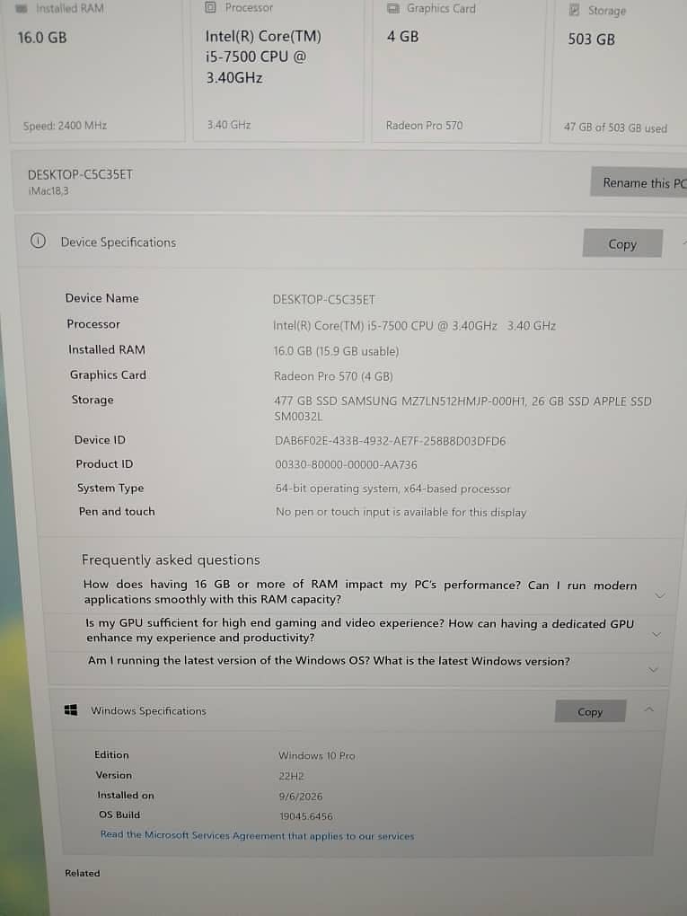 Apple IMAC 27 Inch 7th Generation 3