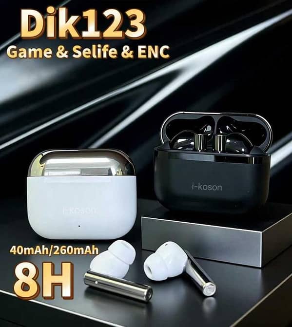 i-koson DIK-123 Film True Wireless Earbuds – ENC, Hi-Res Audio, 18H Playtime, Gaming Mode, Clear-Call