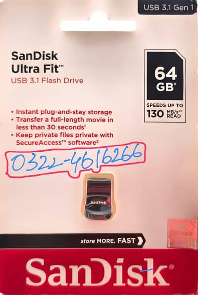 SanDisk Ultra Fir 64GB USB Brand New Sealed 10/10 [0322-4616266]