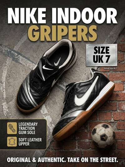 Rare Nike Football Gripers UK 7 size - Black Leather