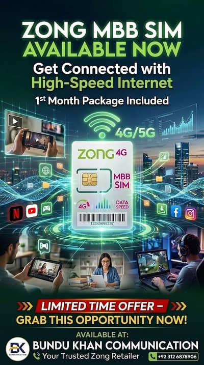 Zong 4G MBB SIM & Bolt Internet Devices Bolt USB Bolt+ Cloud