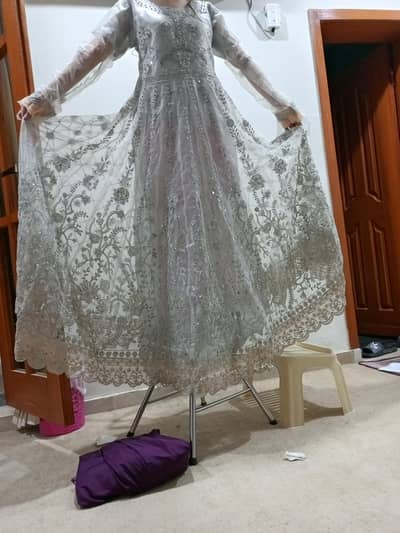 Elegant White Long Maxi / Frock for Wedding & Functions