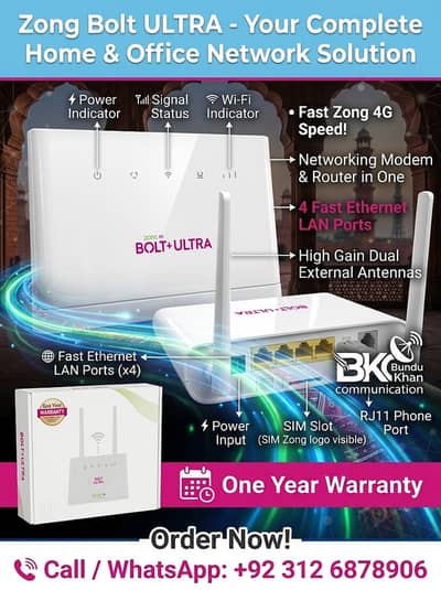 Zong Bolt ULTRA for networking Modem Router with Ethernet Port