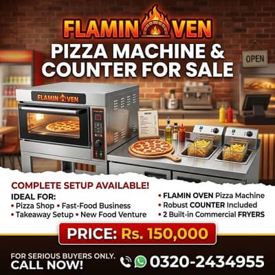 Flamin Oven Pizza Machine & Counter for Sale – Complete Setup