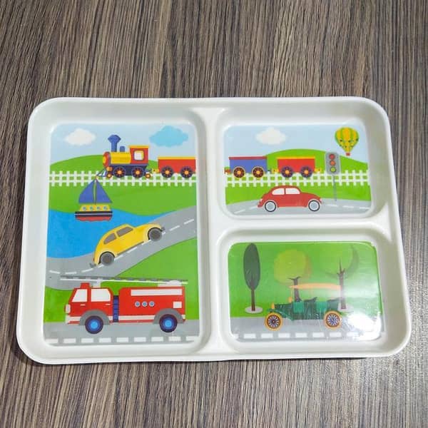 Melamine 3-Section Divided Plate Made Of Durable Material And Perfect For Kids