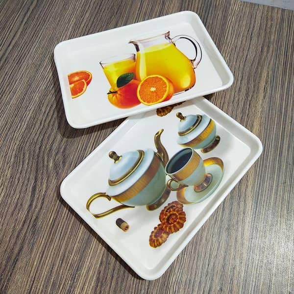 Pack Of 2 Melamine Mini Tray For Kitchen Size 6 x 9 Inches - Multi Design