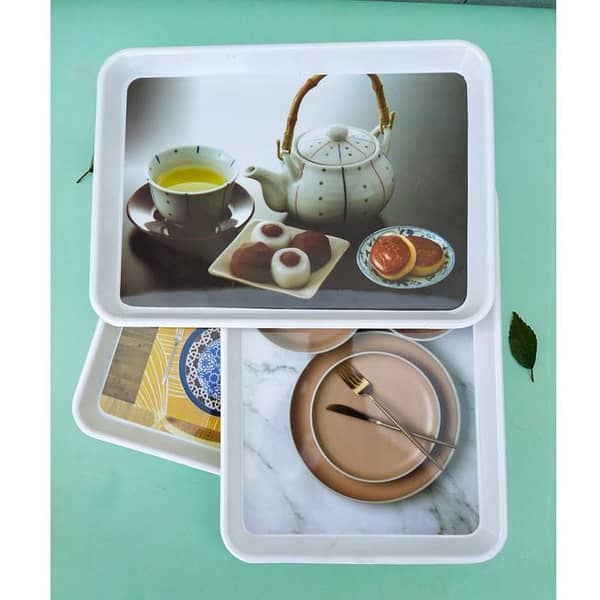 Pack Of 1, 2 & 3 Beautiful Design Medium Size Melamine Serving Tray - Size 11 x 8 Inches