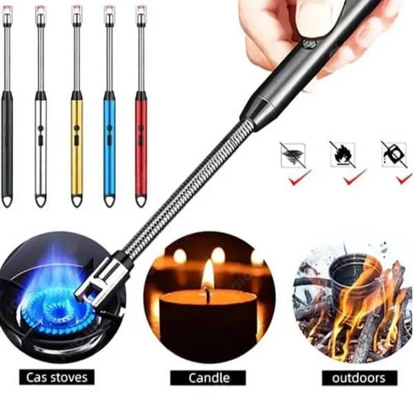USB Rechargeable Flameless ARC Lighter, Flexible and Windproof for Candles, Hiking, Camping, Kitchen, Fireplaces