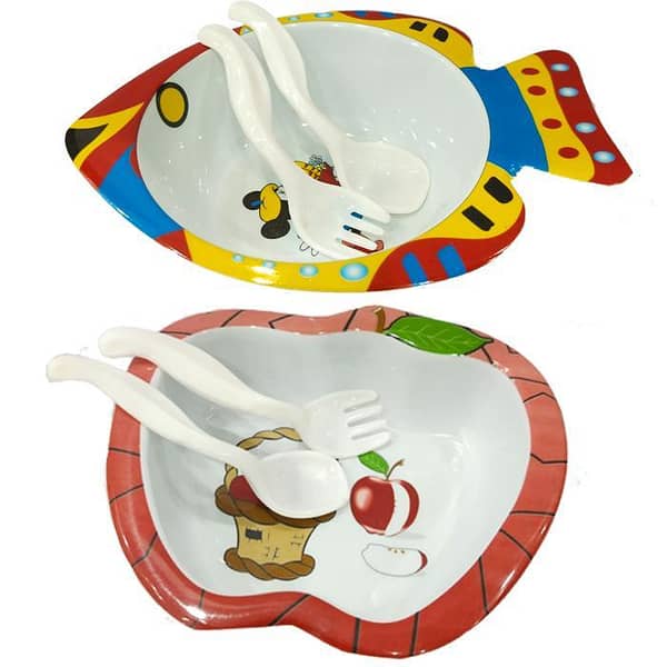 3 In 1 Plastic Bowl Set With Spoon & Fork