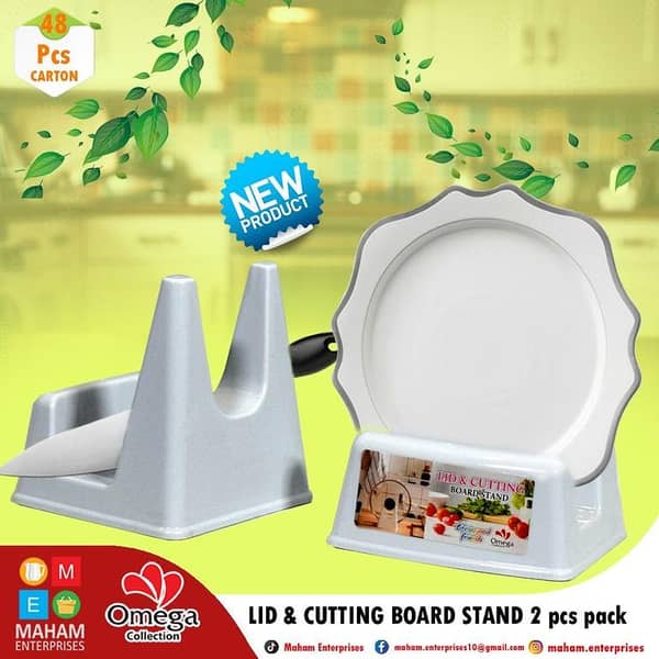 Pack Of 2 Lid And Cutting Board plastic Stand