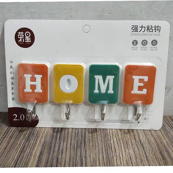 Wall Hooks for Hanging, Set of 4, Very Strong Adhesive, Weight Capacity: 2.0kg