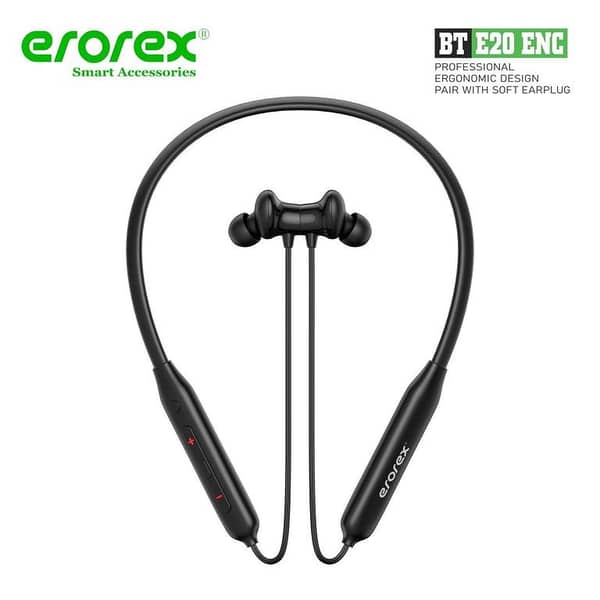 Erorex BT-E20 ENC Wireless Neckband Earphones with Bluetooth 5.1 and High-Quality Sound Playback