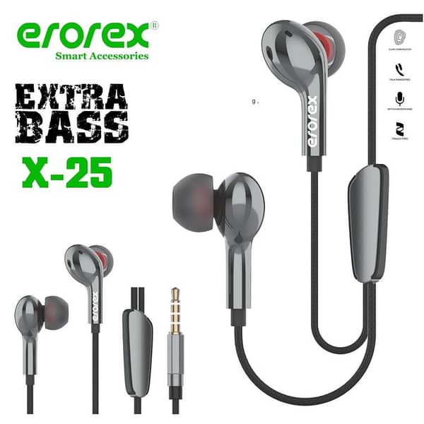 Erorex X-25 Hi-Fi Stereo Handsfree Earphones with Deep Bass and Clear Sound