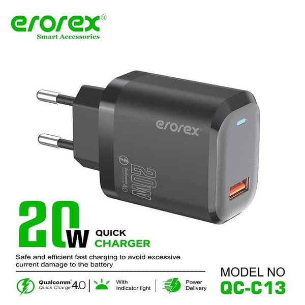 Erorex QC-C13 20W Fast Charger Adapter for Android and iOS Devices