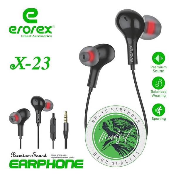 Erorex Hi-Fi Stereo Handsfree X-30 Earphones with Deep Bass and Clear Sound