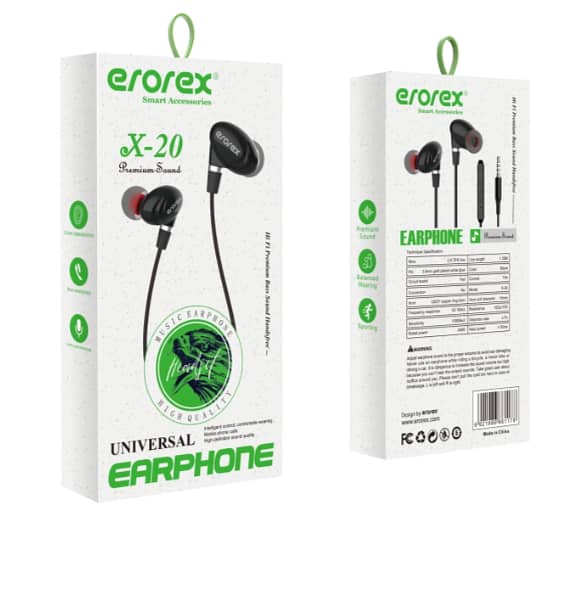 Erorex Hi-Fi Stereo Handsfree X-20 Earphones with Deep Bass and Clear Sound