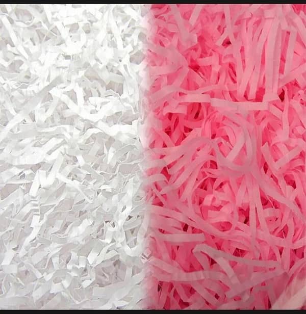 WHITE PINK Shredded Paper Color Filler Crinkle Cut Paper Shred for Gift Baskets