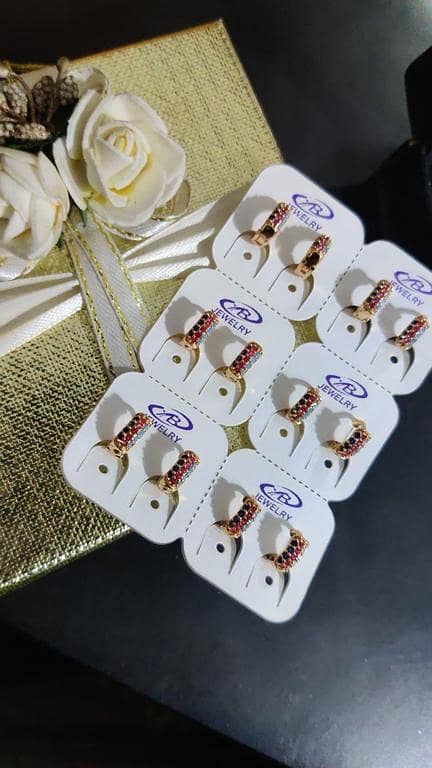 Fashionable Golden Multi-Stone Hoop Earrings for Girls – Eid Ramadan Collection