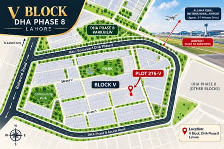 Excellent Investment Opportunity | 23.5 Marla Plot V Block, DHA Phase 8 Lahore | Near Park