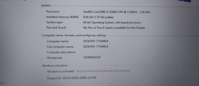 8GB RAM  128 SSD HARD