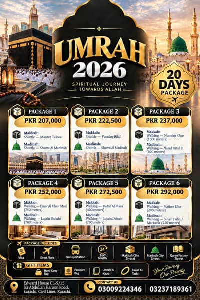 20 Days Umrah Package | From PKR 207,000