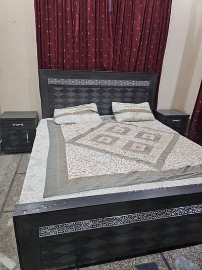 Double Bed Set + 2 Side Tables + Citifoam Mattress (10/10 Condition)