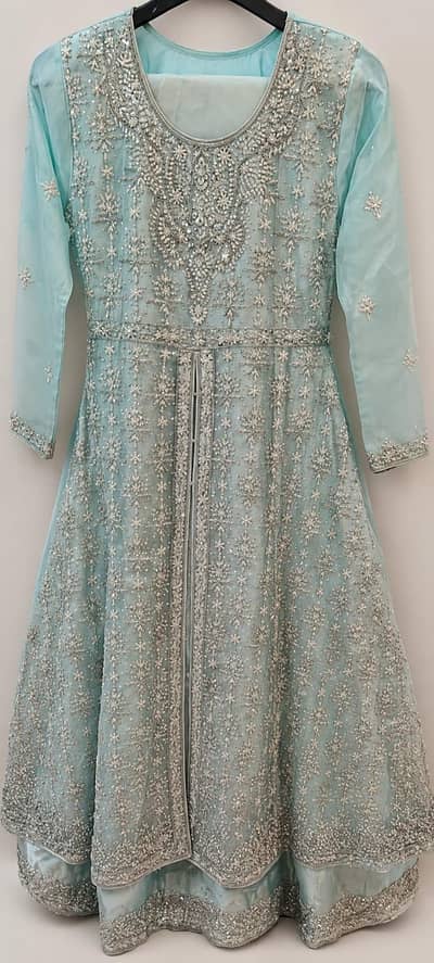 Beautiful Ice Blue Bridal 3-Piece Embroidered Dress