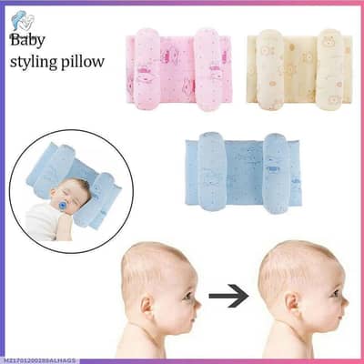 Baby Head Pillow Cotton Pink Blue Cream 3 Section