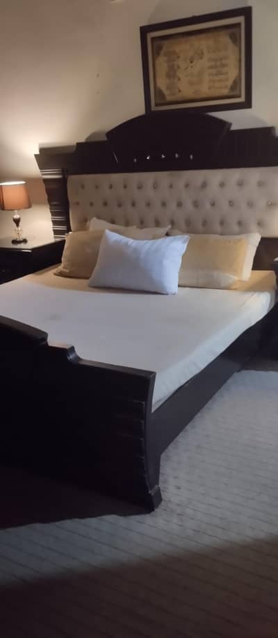 Complete Bedroom Set – Wooden Bed, Dressing & 2 Side Tables