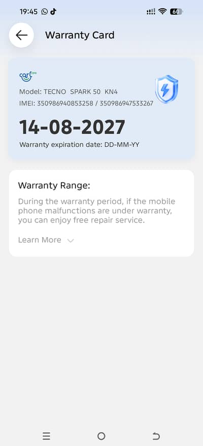 Tecno spark 5o full warranty box ND charger grey coulr