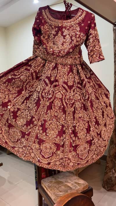 Beautiful Maroon Heavy Embroidered Lehenga for Sale
