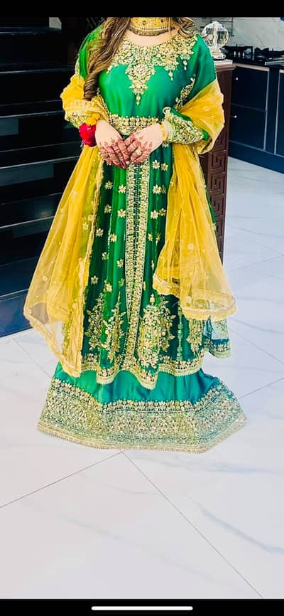  Embroidered Green & Yellow Festive Dress 