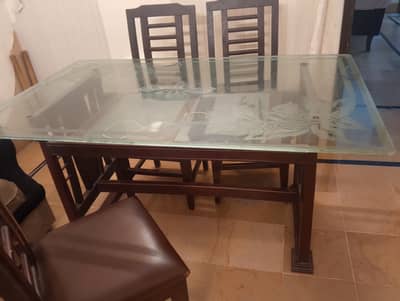 6 seater wooden dining table