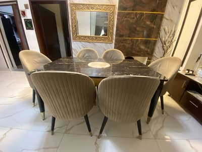 Dinning table with set of six chairs