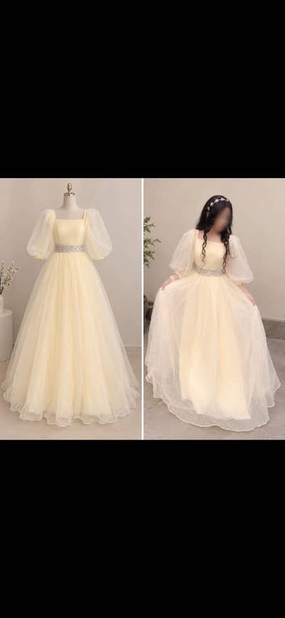 Beautiful Pastel Yellow Princess Maxi Dress | Party Wear