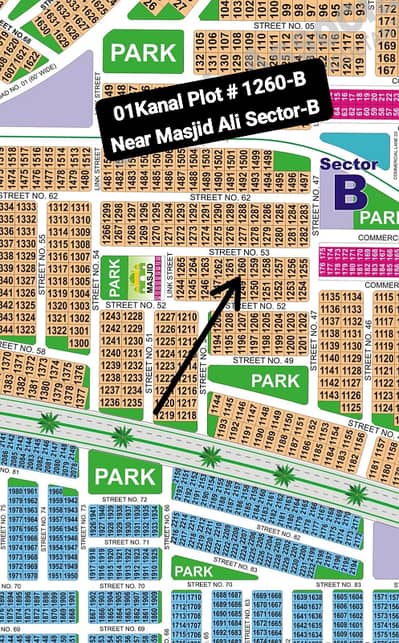 01Kanal (North Open) Plot For Sale Adjacent Masjid Ali Sector-B